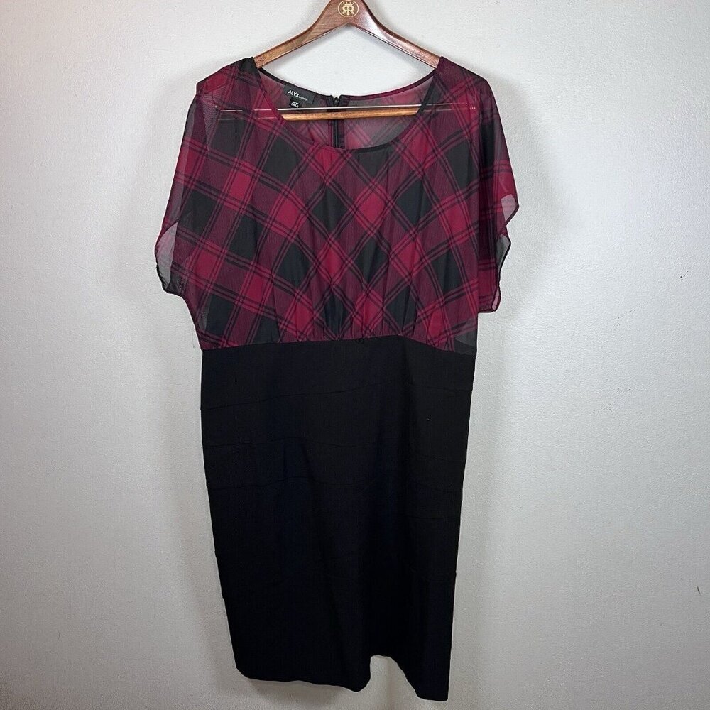 ALYX Limited Dress Women's 14W Plaid Sheath Knee Length Adjustable Tank